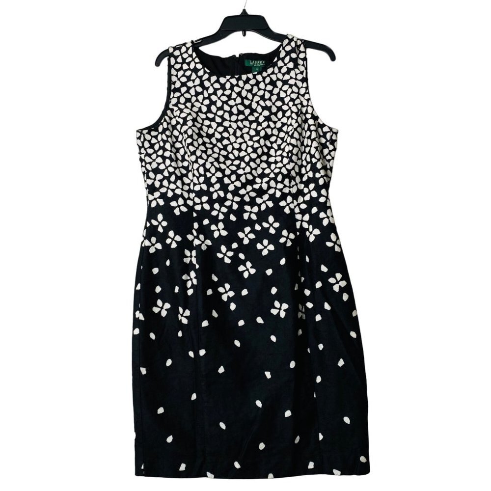 Lauren Ralph Lauren Dress Women Size 14 Cotton Blend Floral Petal Gradient